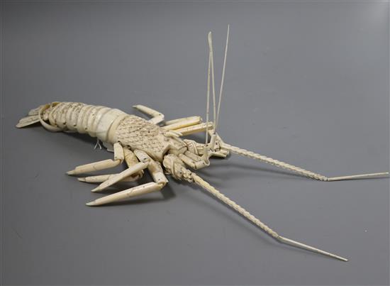 An early 20th century Japanese articulated ivory crayfish
